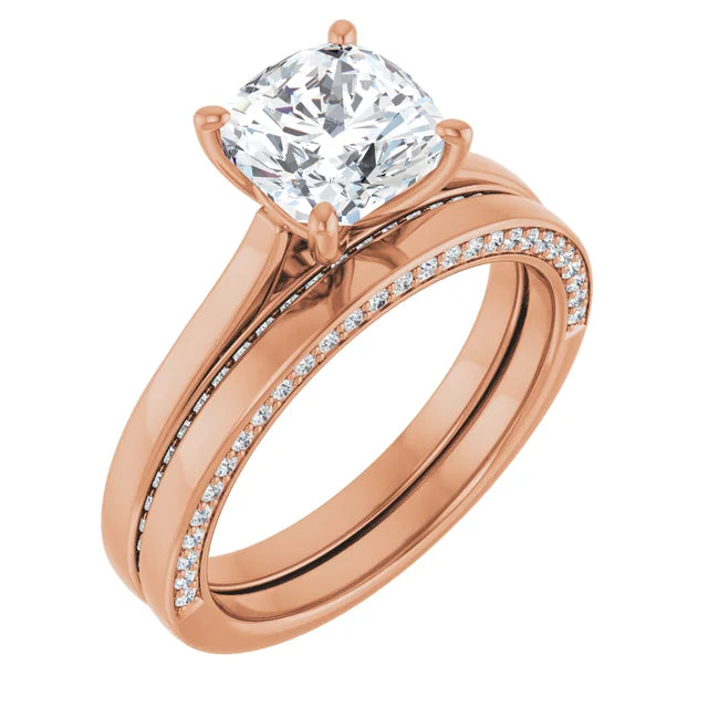 Cushion Rose Gold Solitaire Moissanite Engagement Ring