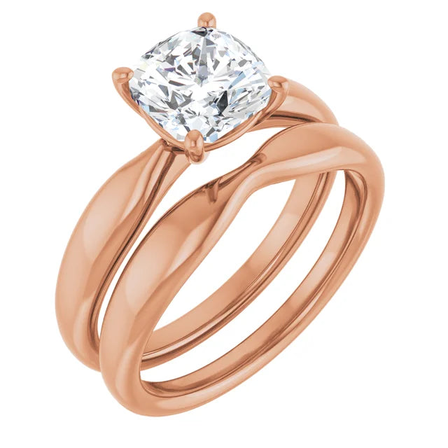 Cushion Knife Edge Solitaire Engagement Ring