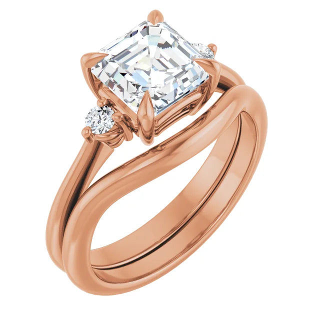Asscher Accent Engagement Ring