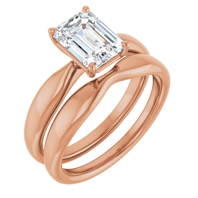 Emerald Rose Gold Solitaire Moissanite Engagement Ring