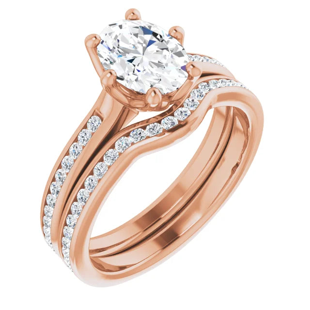 Oval Six Claw Channel Set Style Engagement Ring