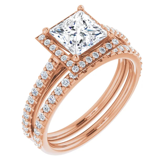 Princess Halo Style Engagement Ring