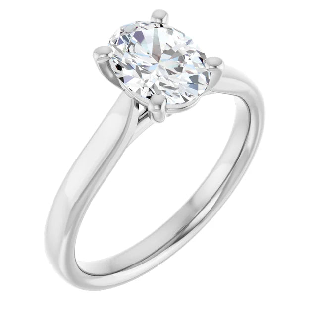 Four Claw Oval Solitaire Engagement Ring