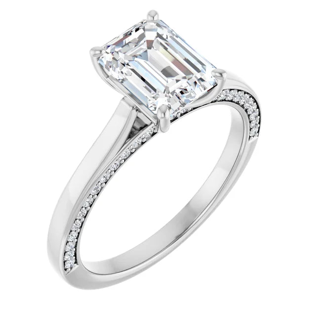 Emerald White Gold Solitaire Moissanite Engagement Ring
