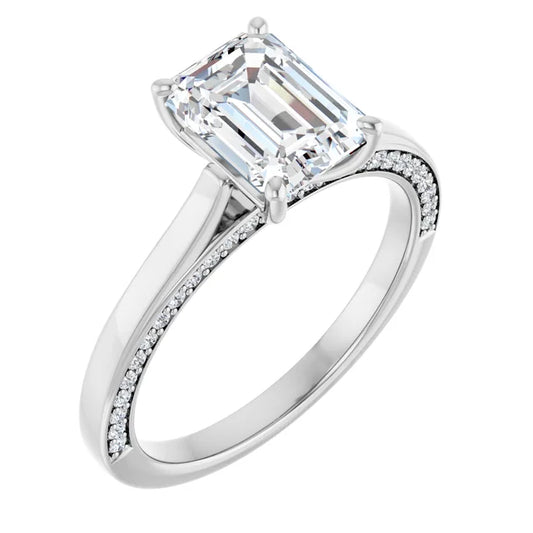Emerald White Gold Solitaire Moissanite Engagement Ring