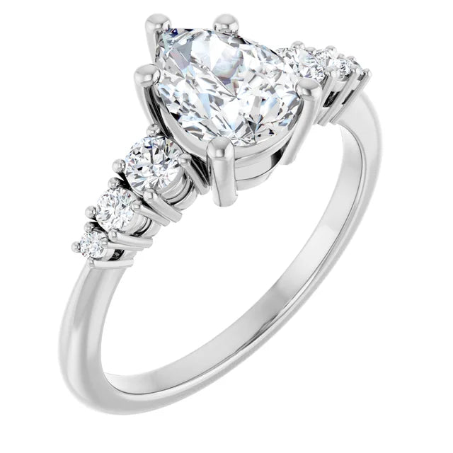 Pear Multi Stone Accent Style Engagement Ring
