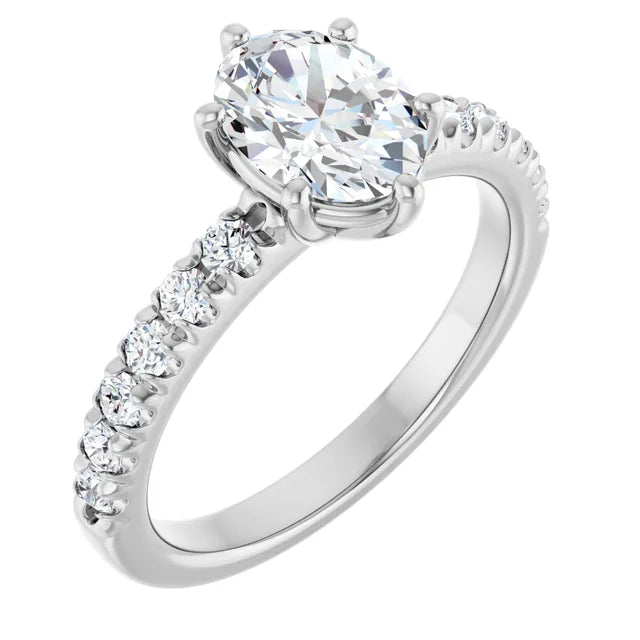 Oval Six Claw Set Style Engagement Ring