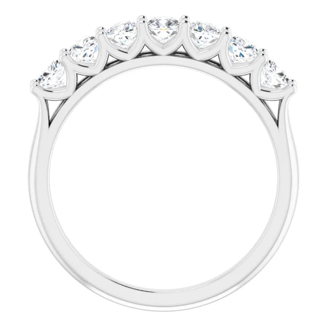 Seven Stone Cushion Cut Moissanite Anniversary Band