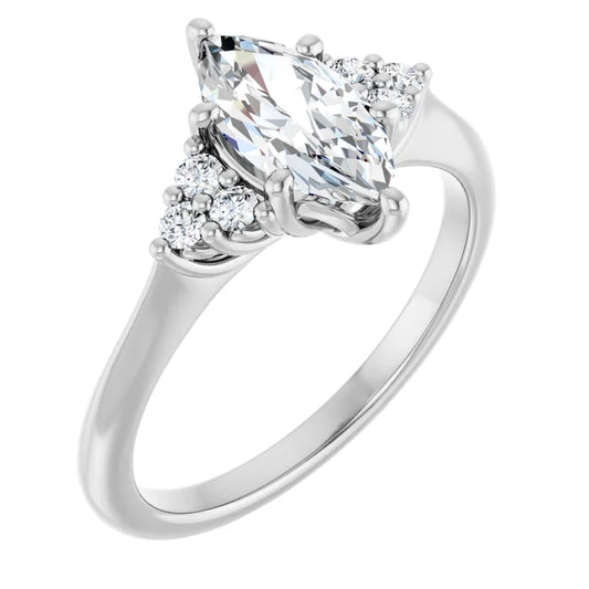 Marquise White Gold Accent Style Moissanite Engagement Ring