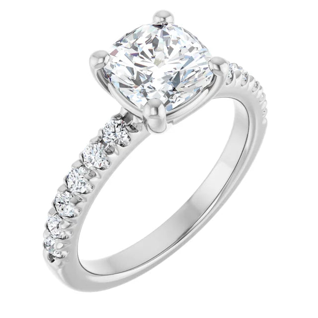 Cushion Four Claw Set Style Engagement Ring