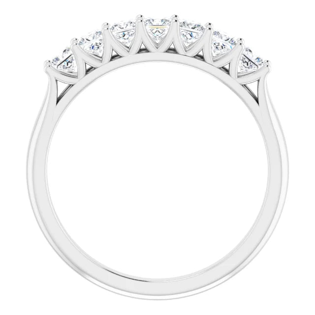 Seven Stone Princess Cut Moissanite Anniversary Band