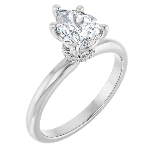 Pear White Gold Solitaire Moissanite Engagement Ring