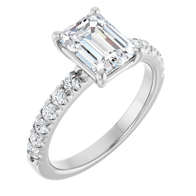 Emerald Four Claw Set Style Engagement Ring