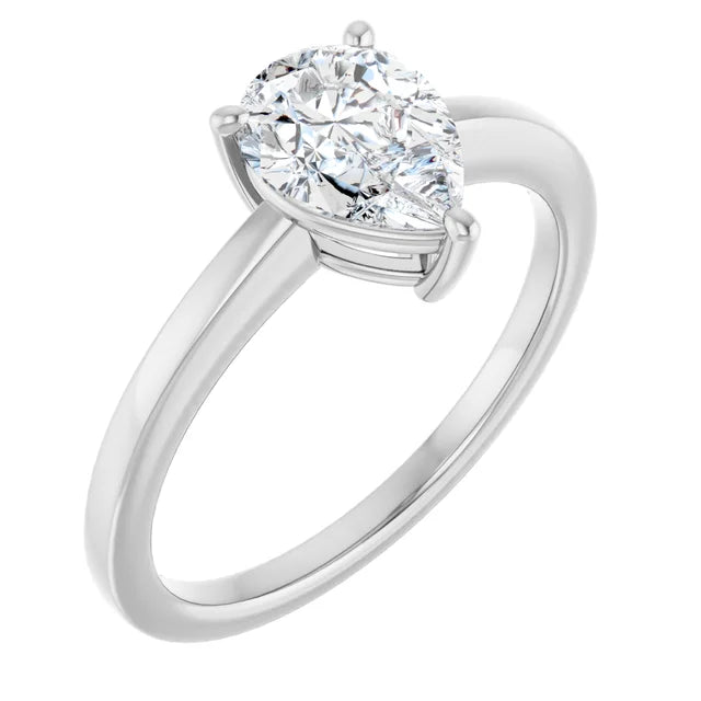 Pear White Gold Solitaire Moissanite Engagement Ring