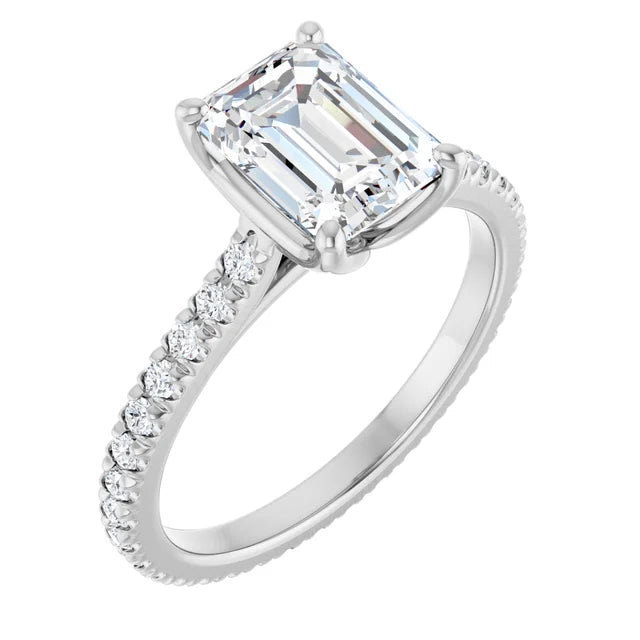 Emerald Claw Set Eternity Style Engagement Ring