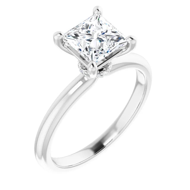 Princess White Gold Solitaire Moissanite Engagement Ring