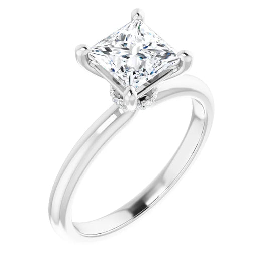 Princess White Gold Solitaire Moissanite Engagement Ring