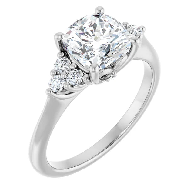 Cushion White Gold Accent Style Moissanite Engagement Ring