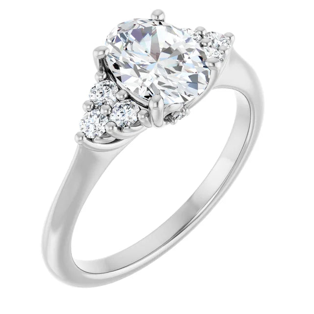 Oval White Gold Accent Style Moissanite Engagement Ring