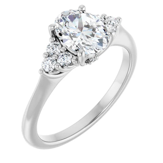 Oval White Gold Accent Style Moissanite Engagement Ring