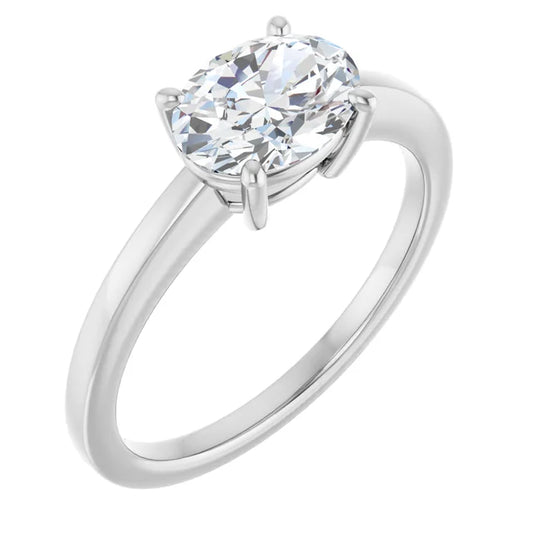 Oval White Gold Solitaire Moissanite Engagement Ring