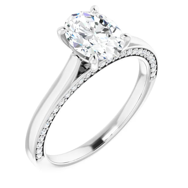 Oval White Gold Solitaire Moissanite Engagement Ring