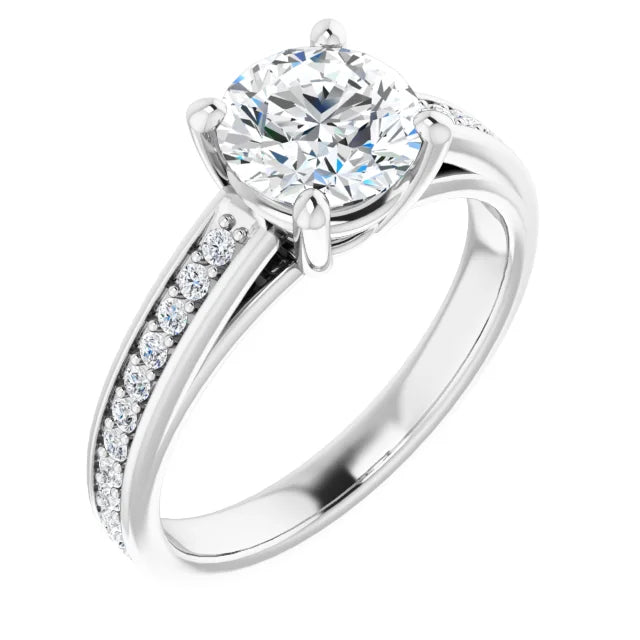 Round Brilliant White Gold Claw Set Style Moissanite Engagement Ring