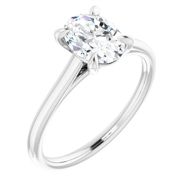 Four Claw Oval Solitaire Engagement Ring
