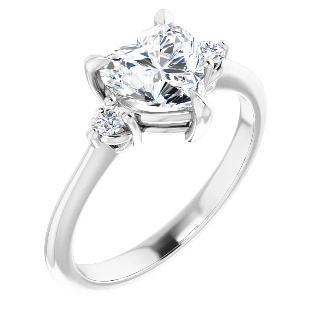 Heart White Gold Accent Moissanite Engagement Ring