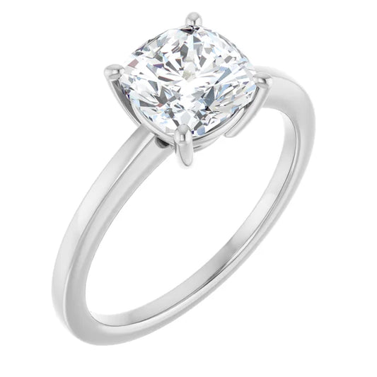 Cushion White Gold Solitaire Moissanite Engagement Ring
