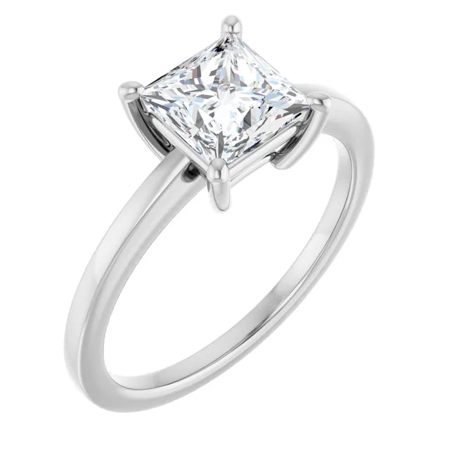 Princess White Gold Solitaire Moissanite Engagement Ring