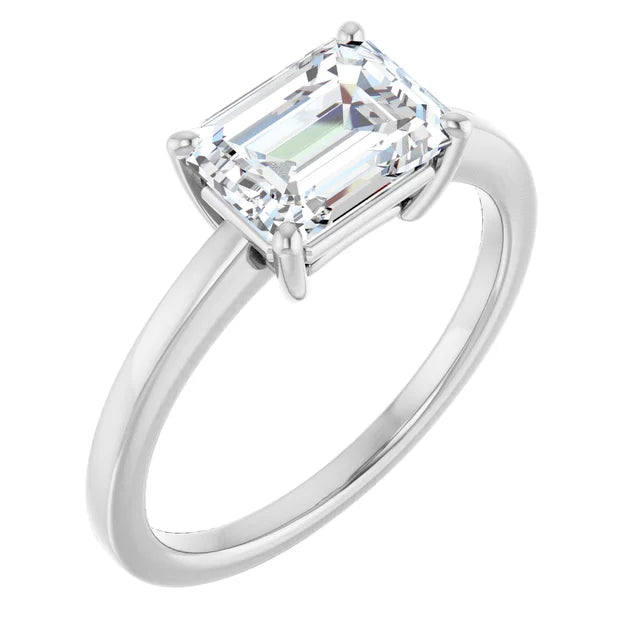 Emerald White Gold Solitaire Moissanite Engagement Ring