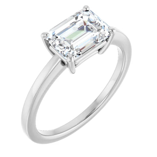 Emerald White Gold Solitaire Moissanite Engagement Ring