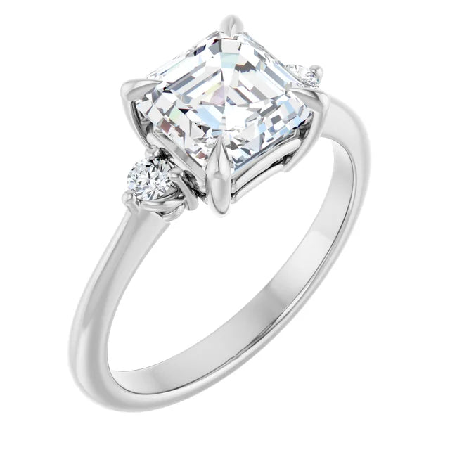 Asscher Accent Engagement Ring