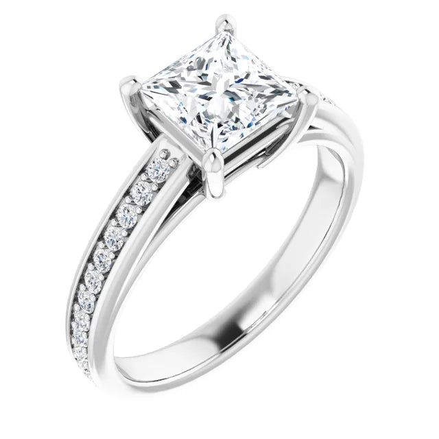 Princess White Gold Claw Set Style Moissanite Engagement Ring