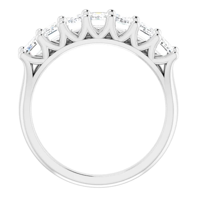 Seven Stone Emerald Cut Moissanite Anniversary Band