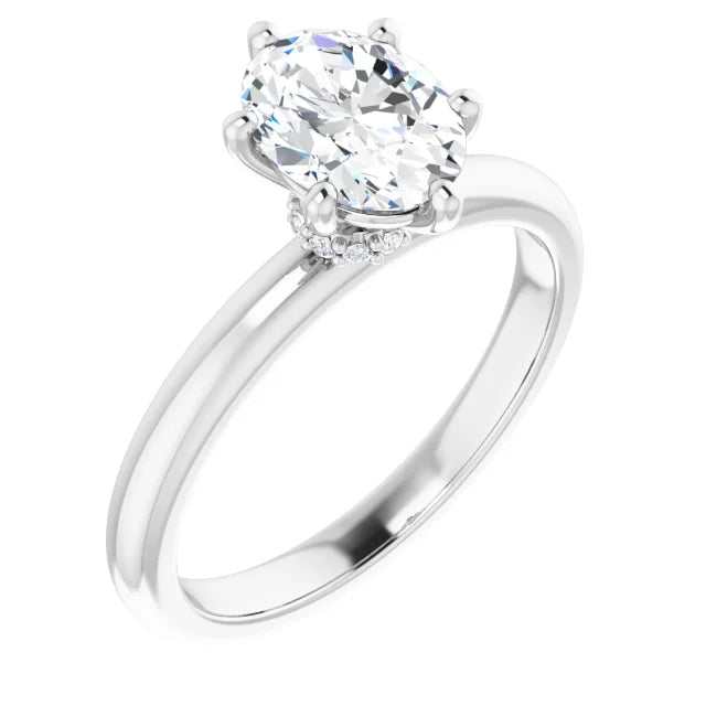 Oval White Gold Solitaire Moissanite Engagement Ring