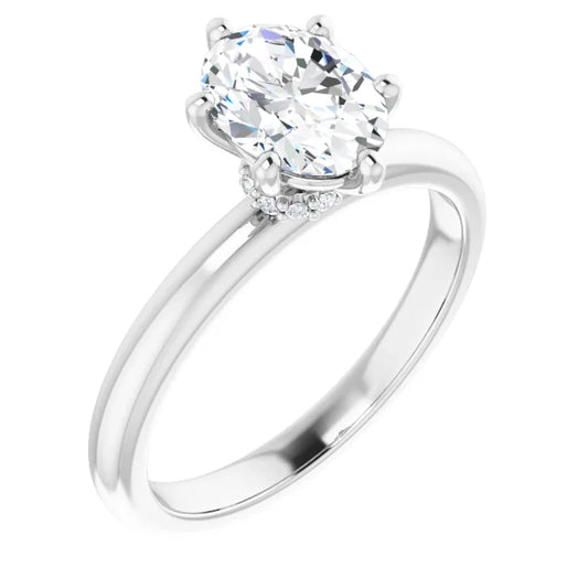 Oval White Gold Solitaire Moissanite Engagement Ring
