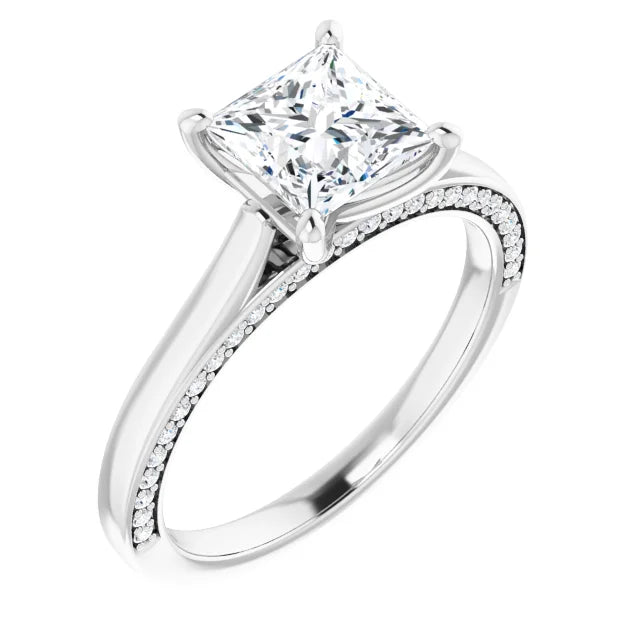 Princess White Gold Solitaire Moissanite Engagement Ring