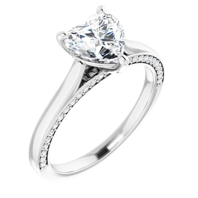 Heart White Gold Solitaire Moissanite Engagement Ring