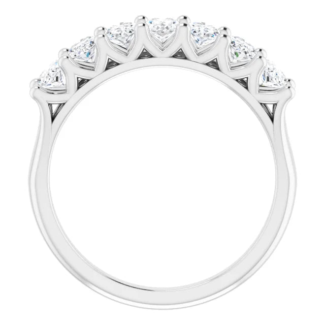 Seven Stone Oval Cut Moissanite Anniversary Band