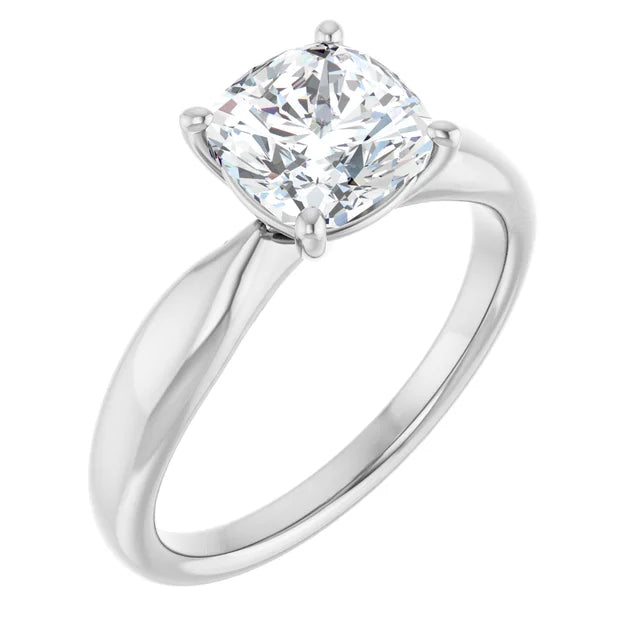 Cushion White Gold Solitaire Moissanite Engagement Ring