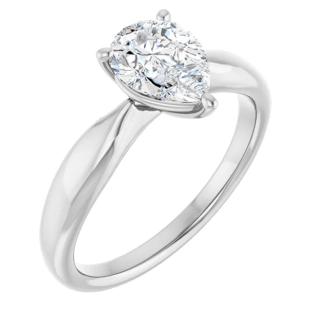 Pear White Gold Solitaire Moissanite Engagement Ring