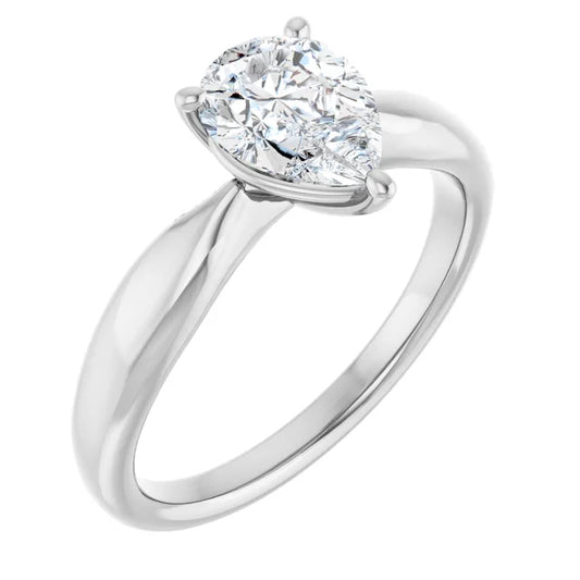 Pear White Gold Solitaire Moissanite Engagement Ring
