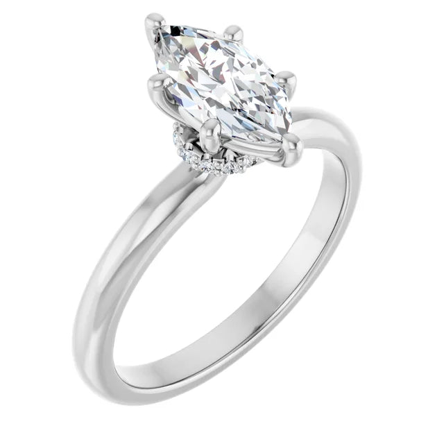 Marquise White Gold Solitaire Moissanite Engagement Ring