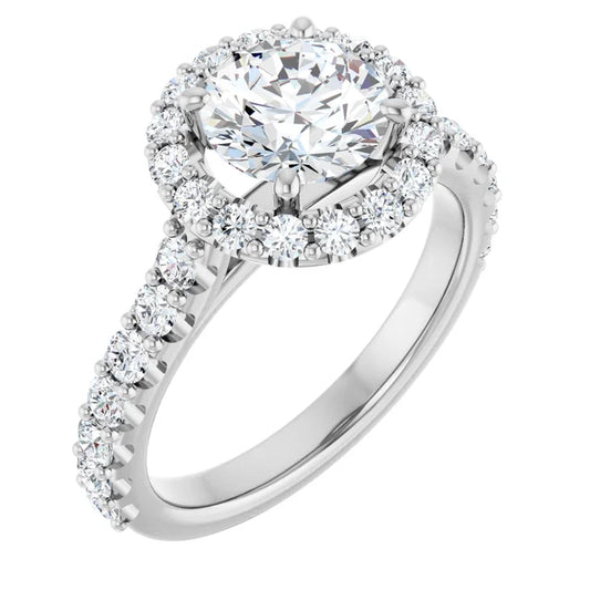 Round Brilliant White Gold Halo Moissanite Engagement Ring