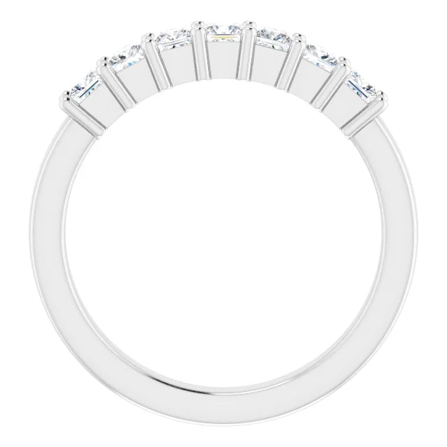 Seven Stone Princess Cut Moissanite Anniversary Band