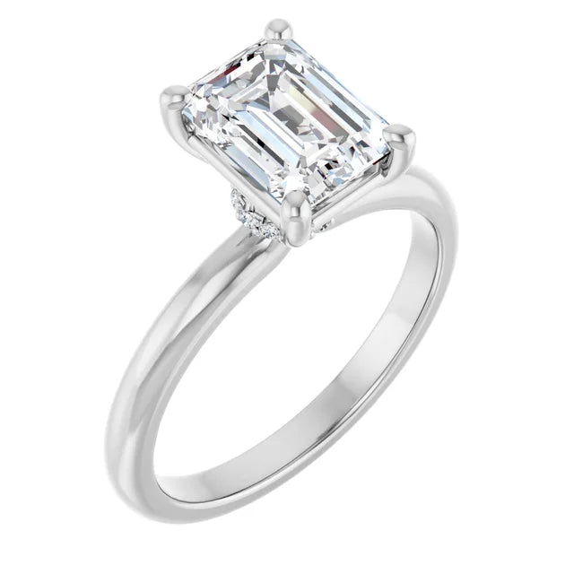 Emerald White Gold Solitaire Moissanite Engagement Ring