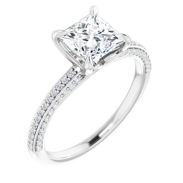 Princess White Gold Pave Moissanite Engagement Ring