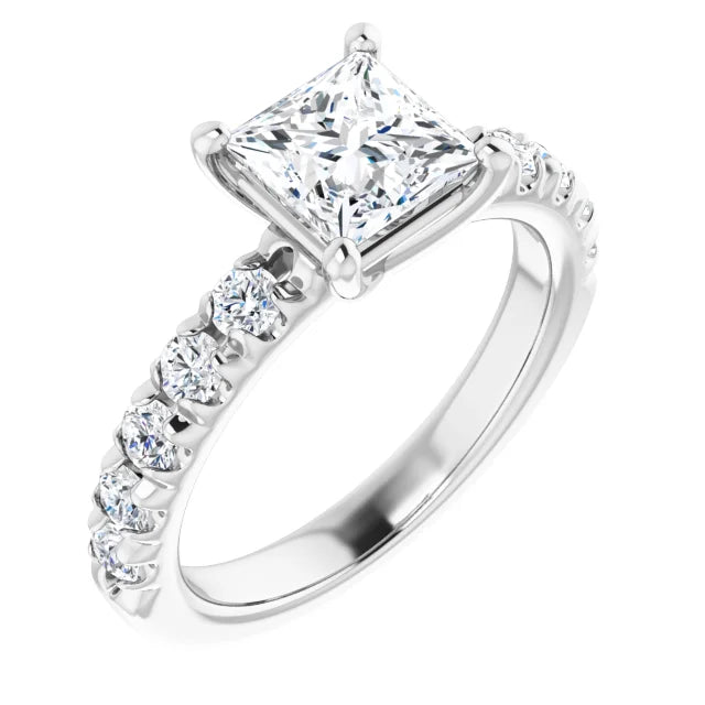 Princess Four Claw Set Style Engagement Ring